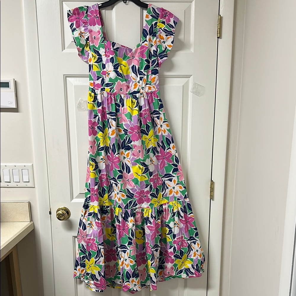 Floral Maxi Dress with Ruffle Sleeves